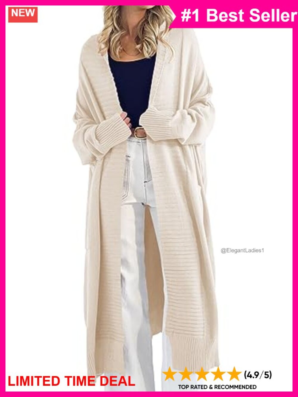 Danedvi Women's Long Chunky Knit Cardigan Sweater Coat Oversized